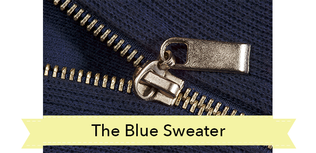 blue sweater: value of hard work